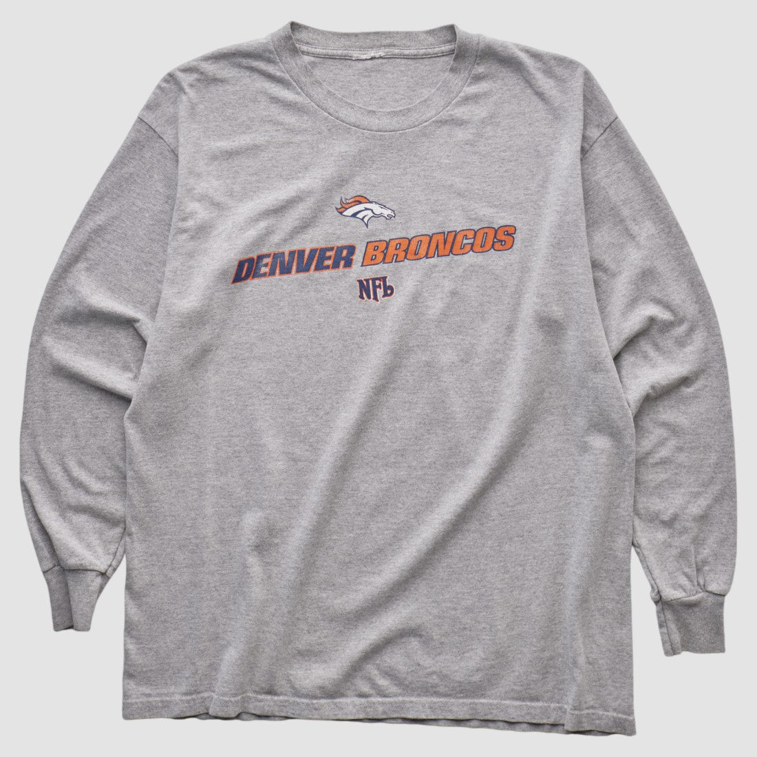 Denver Broncos 2000s Long Sleeve T-shirt - Heather Gray Vintage discount
