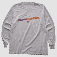 Denver Broncos 2000s Long Sleeve T-shirt - Heather Gray Vintage discount