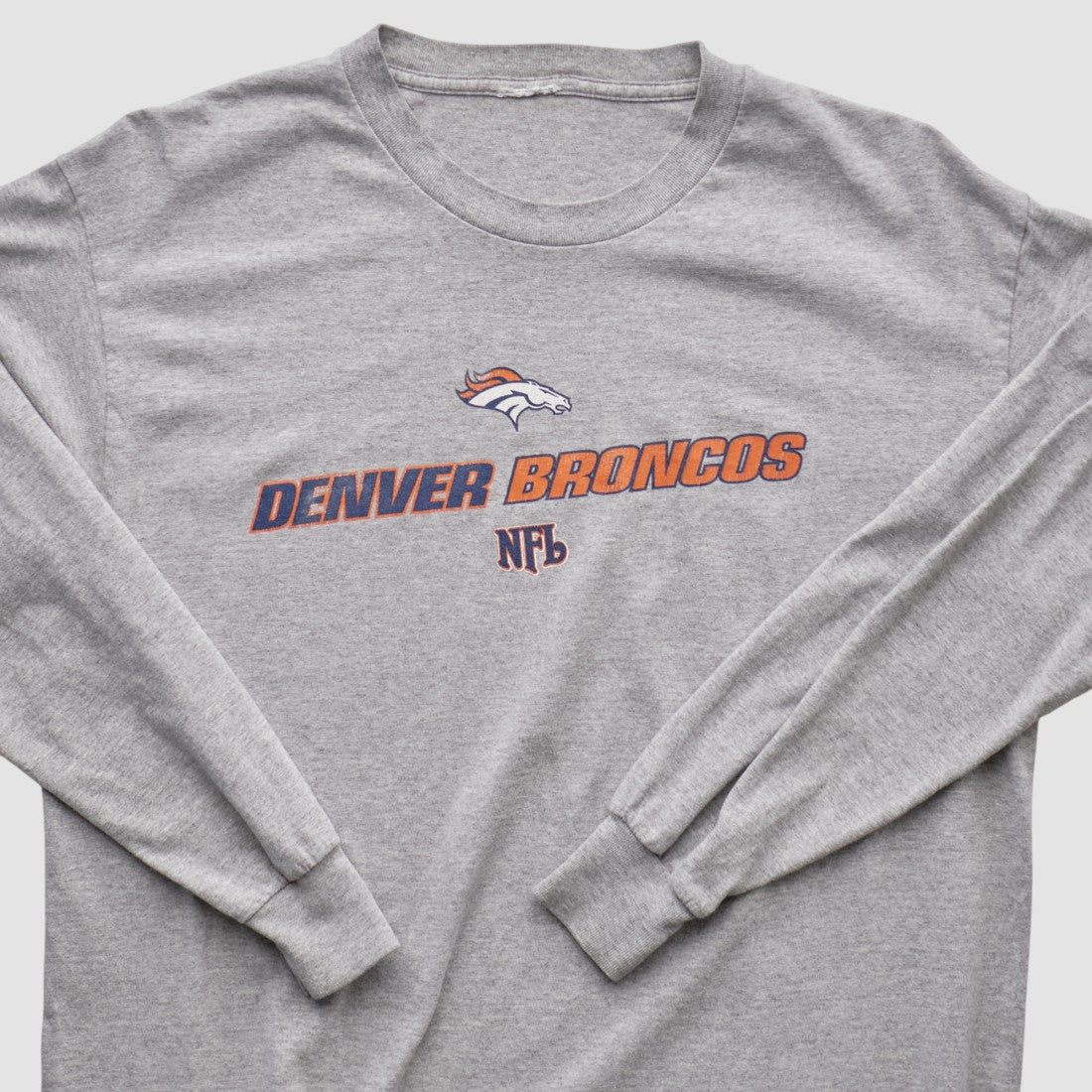 Denver Broncos 2000s Long Sleeve T-shirt - Heather Gray Vintage discount