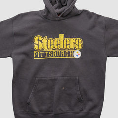 Pittsburgh Steelers NFL 2000s Hooded Pullover Sweatshirt - Charcoal Vintage cheap