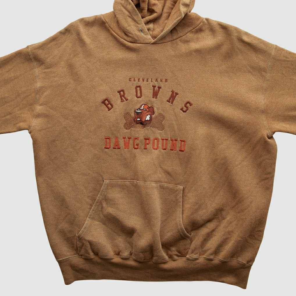 Cleveland Browns Lee Apparel 90s Hooded Pullover Sweatshirt - Tan Vintage sale