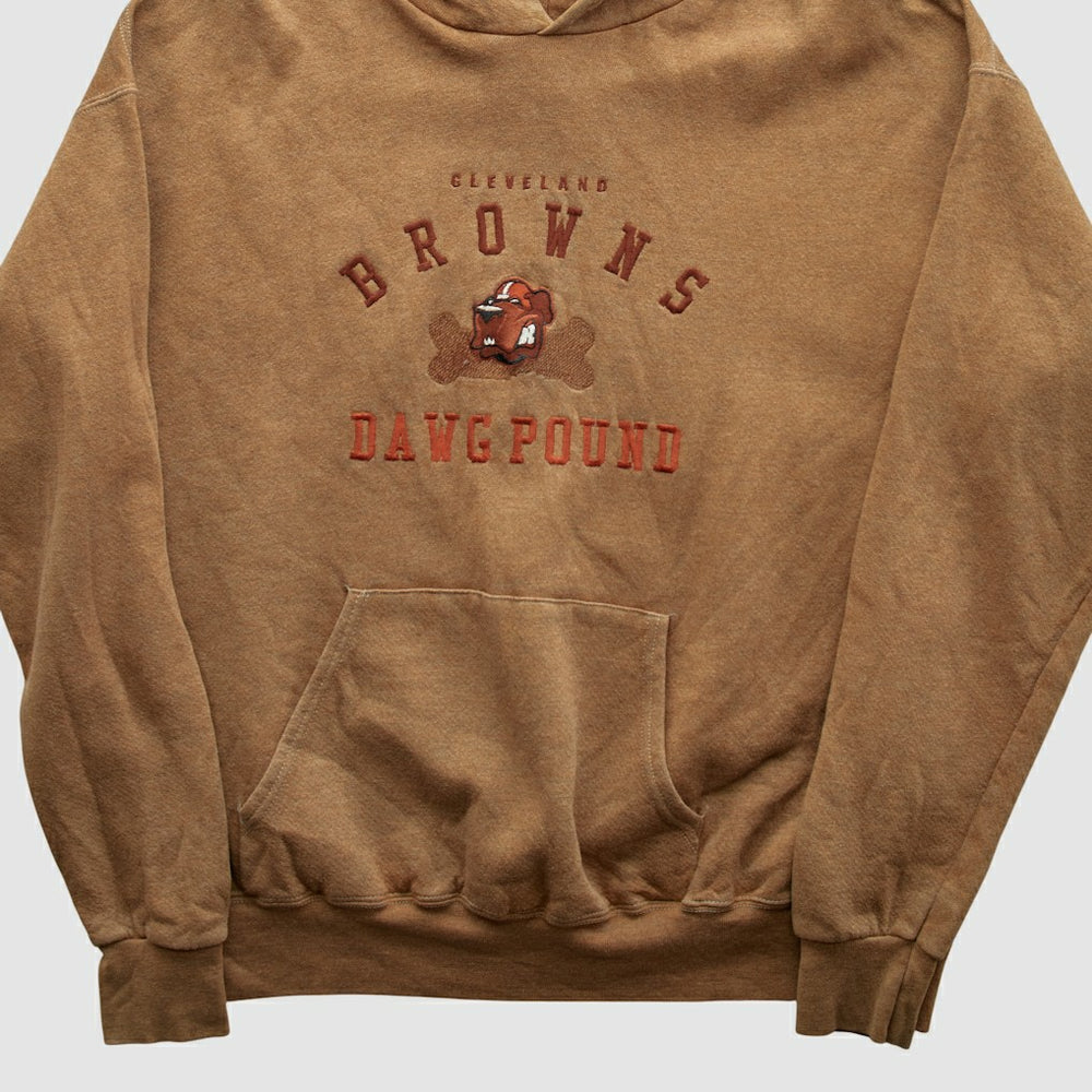 Cleveland Browns Lee Apparel 90s Hooded Pullover Sweatshirt - Tan Vintage sale