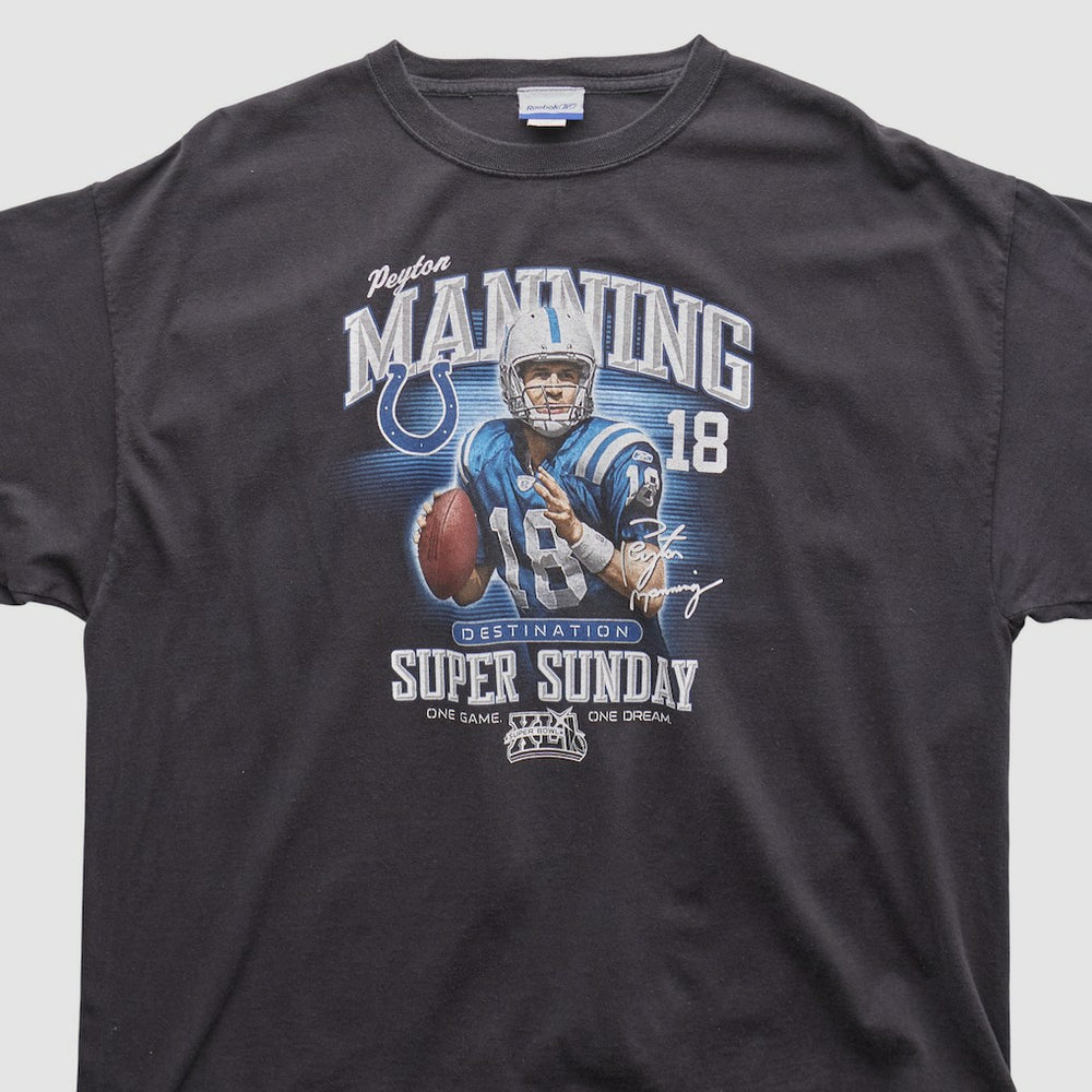 Payton Manning Super Bowl XLI Reebok 2000s T-shirt - Black Vintage sale