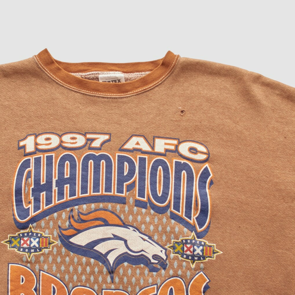 Denver Broncos Tultex 1997 Pullover Sweatshirt - Brown Vintage sale