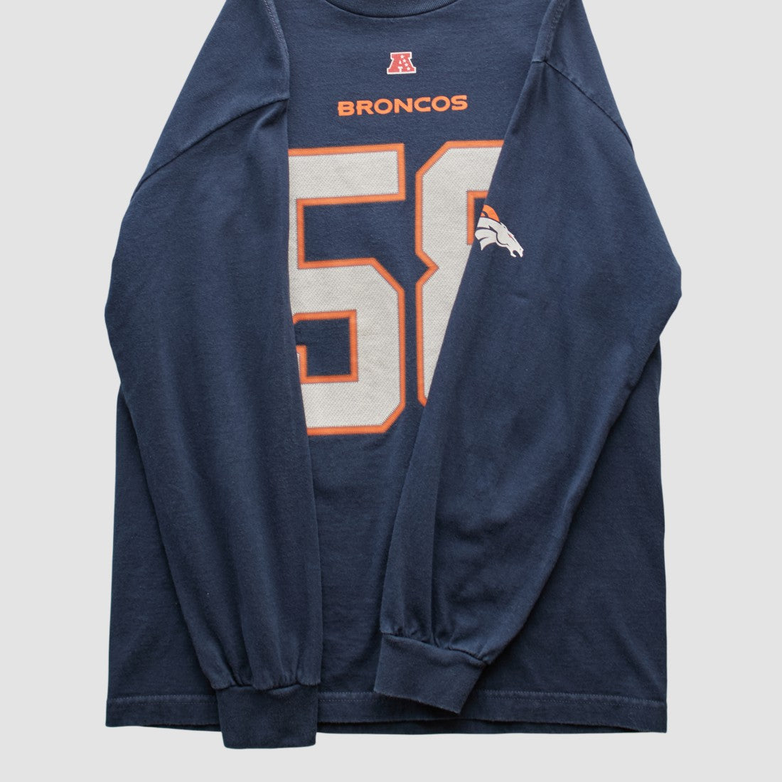 Denver Broncos NFL 2010s Long Sleeve T-shirt - Navy Vintage sale