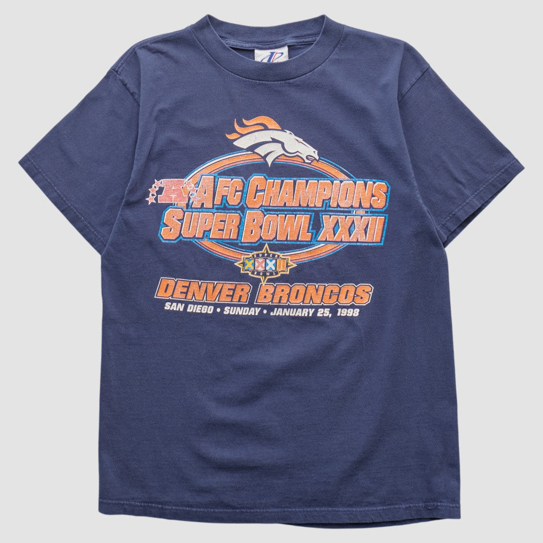 Denver Broncos Logo Athletic 1998 T-shirt - Navy Vintage for sale