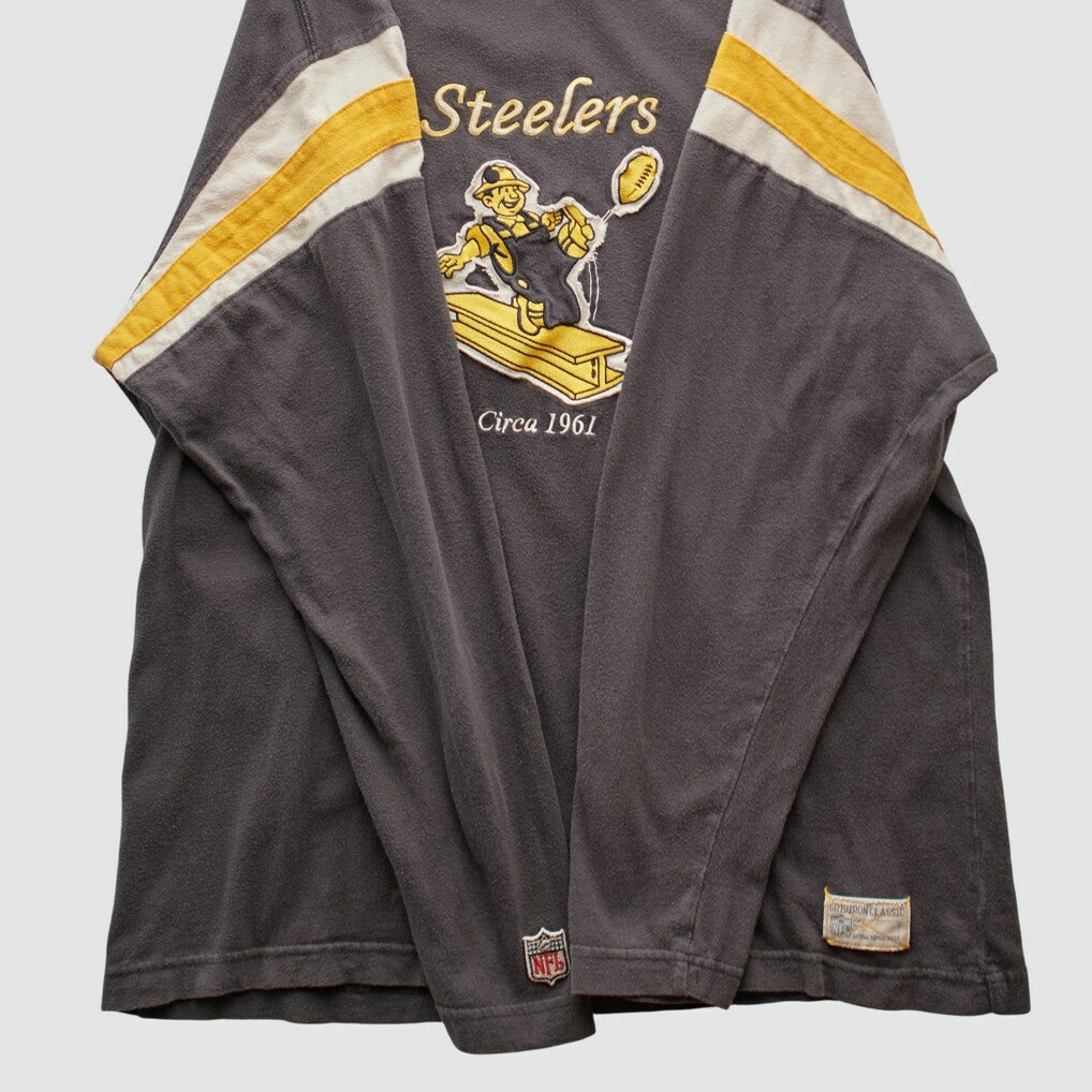 Pittsburgh Steelers Reebok 2000s Long Sleeve T-shirt - Charcoal Vintage cheap
