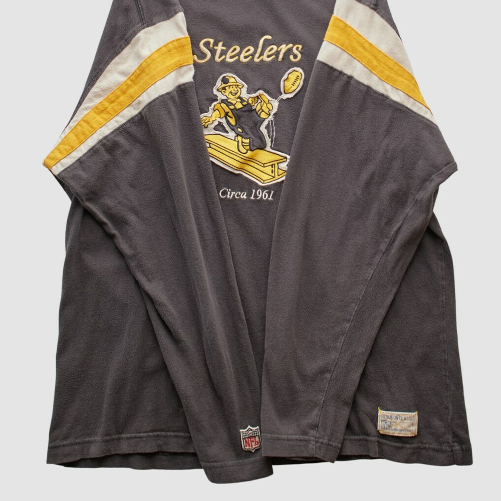 Pittsburgh Steelers Reebok 2000s Long Sleeve T-shirt - Charcoal Vintage cheap