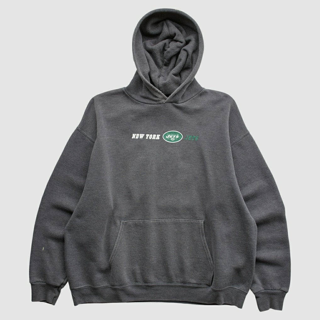 New York Jets Team Edition Apparel 2000s Hooded Pullover Sweatshirt - Charcoal Vintage discount