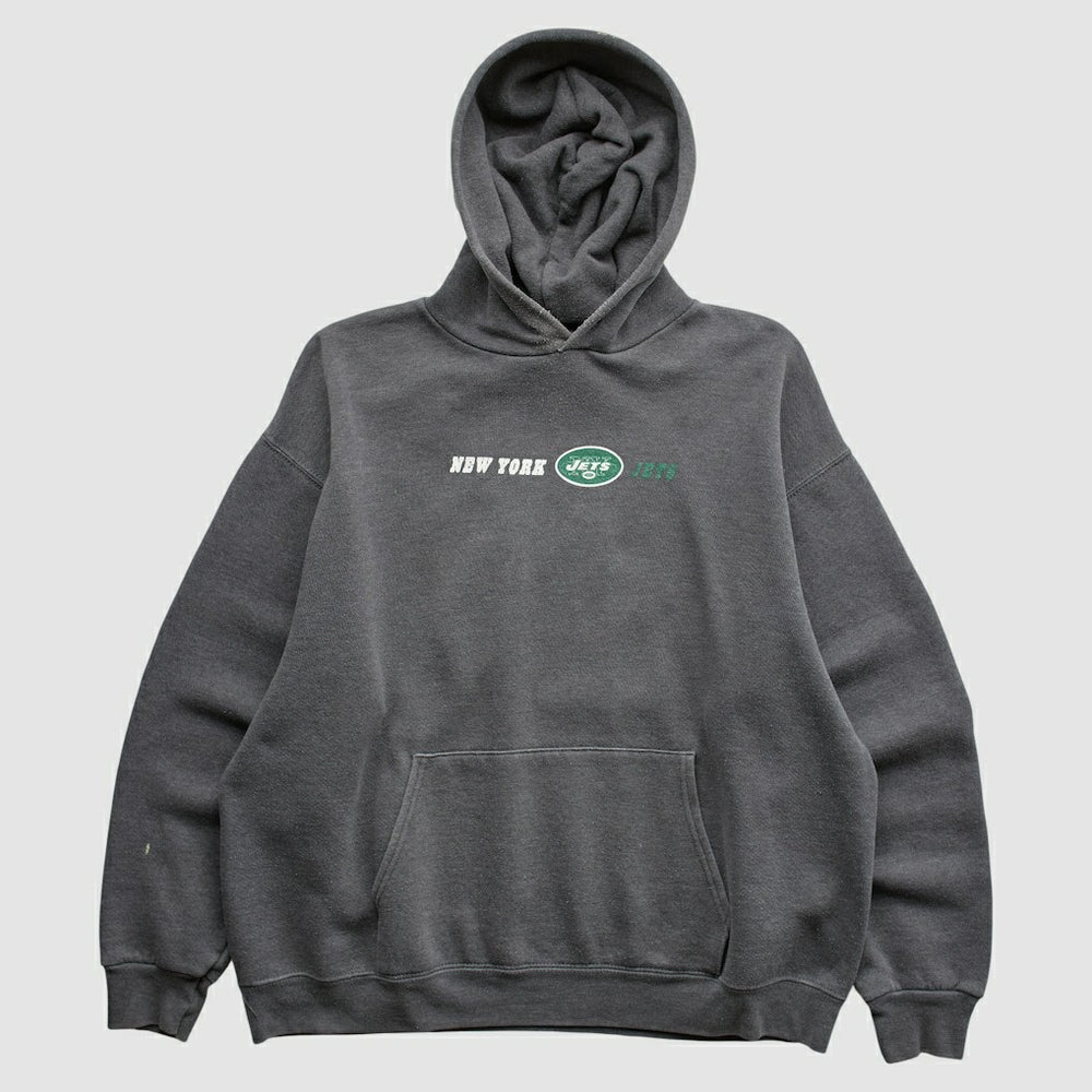 New York Jets Team Edition Apparel 2000s Hooded Pullover Sweatshirt - Charcoal Vintage discount