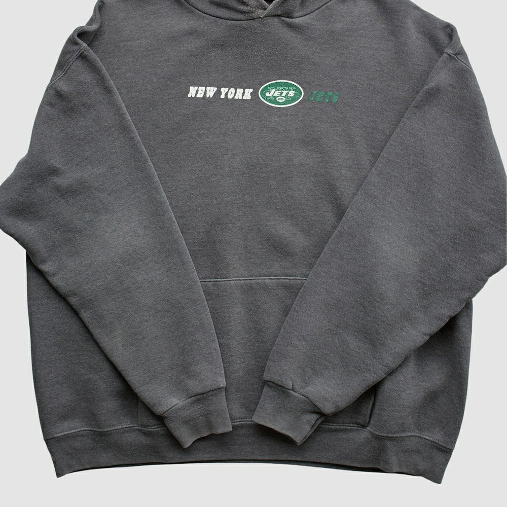 New York Jets Team Edition Apparel 2000s Hooded Pullover Sweatshirt - Charcoal Vintage discount