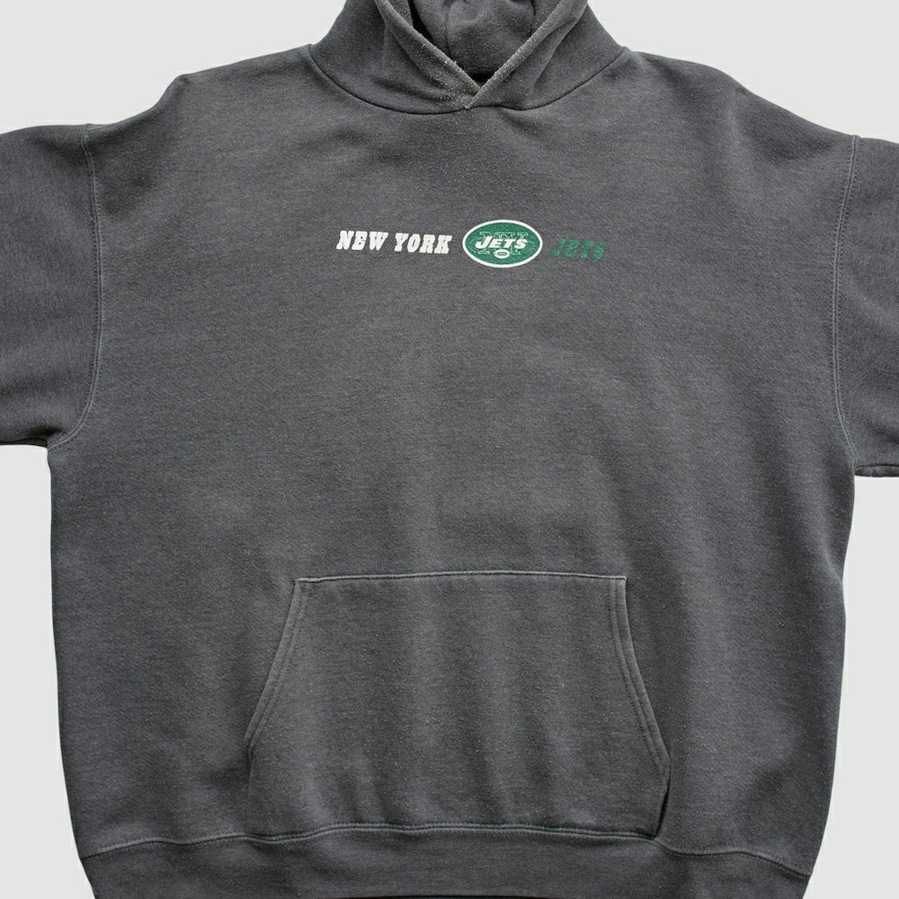 New York Jets Team Edition Apparel 2000s Hooded Pullover Sweatshirt - Charcoal Vintage discount
