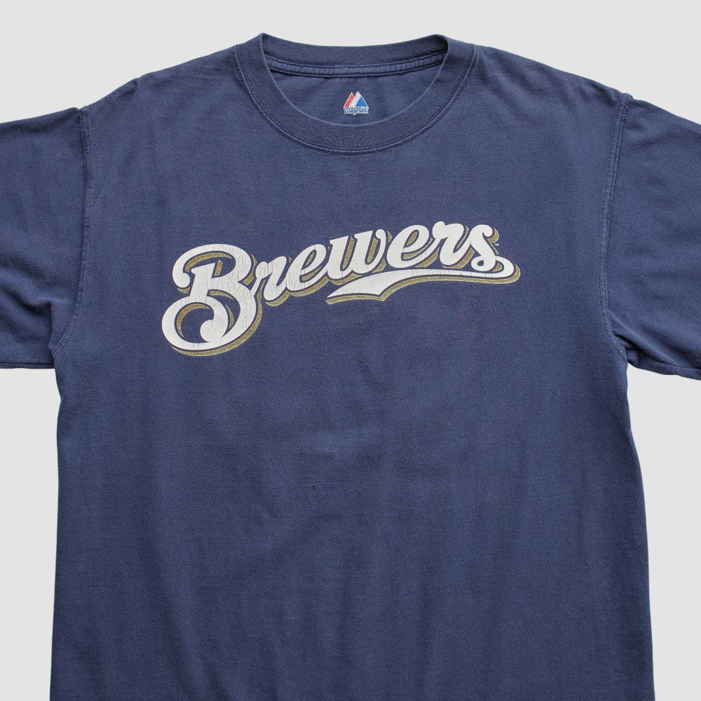 Milwaukee Brewers Majestic 2000s T-shirt Navy Vintage