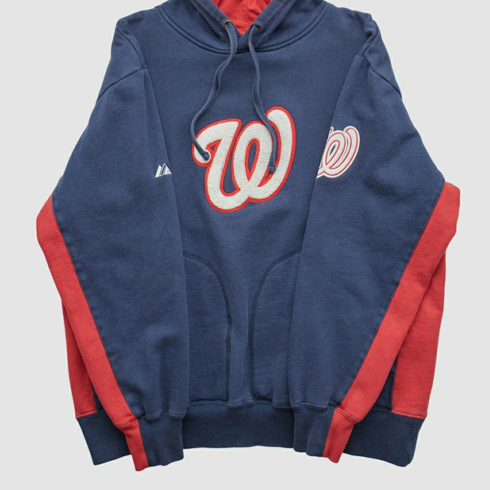Washington Nationals Majestic 2000s Hooded Pullover Sweatshirt Navy Vintage