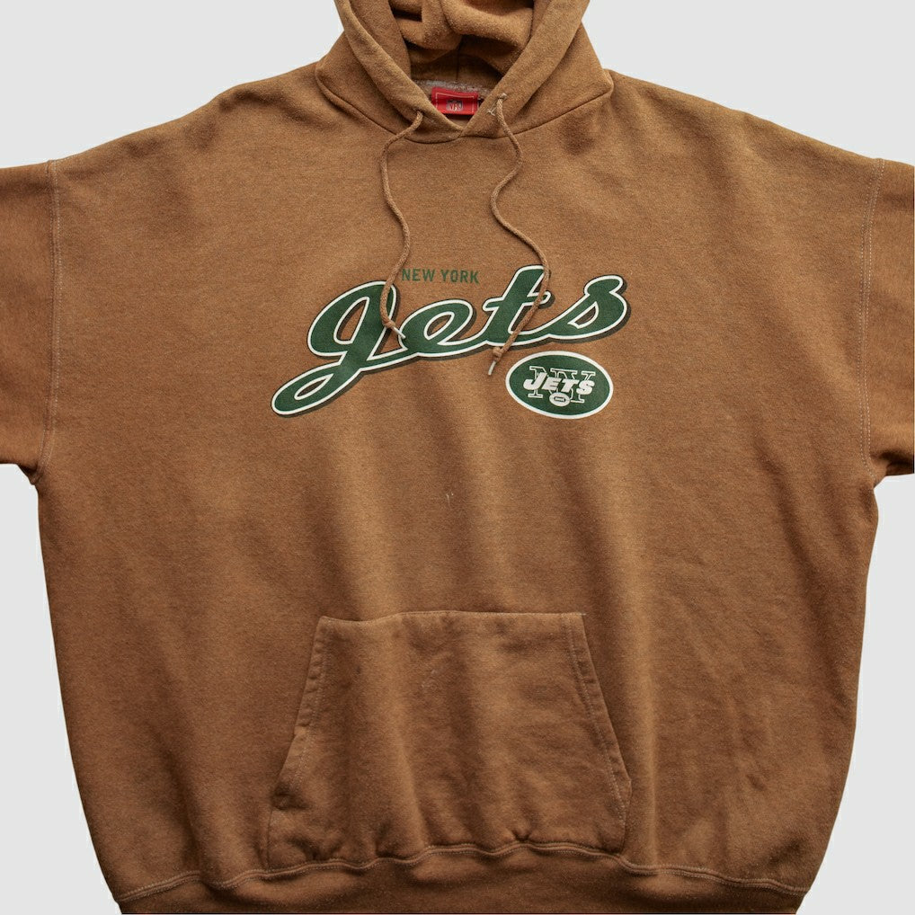 New York Jets NFL 2000s Hooded Pullover Sweatshirt - Brown Vintage outlet