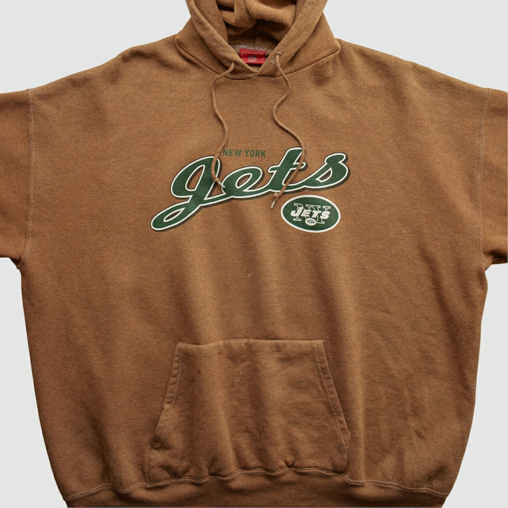 New York Jets NFL 2000s Hooded Pullover Sweatshirt - Brown Vintage outlet