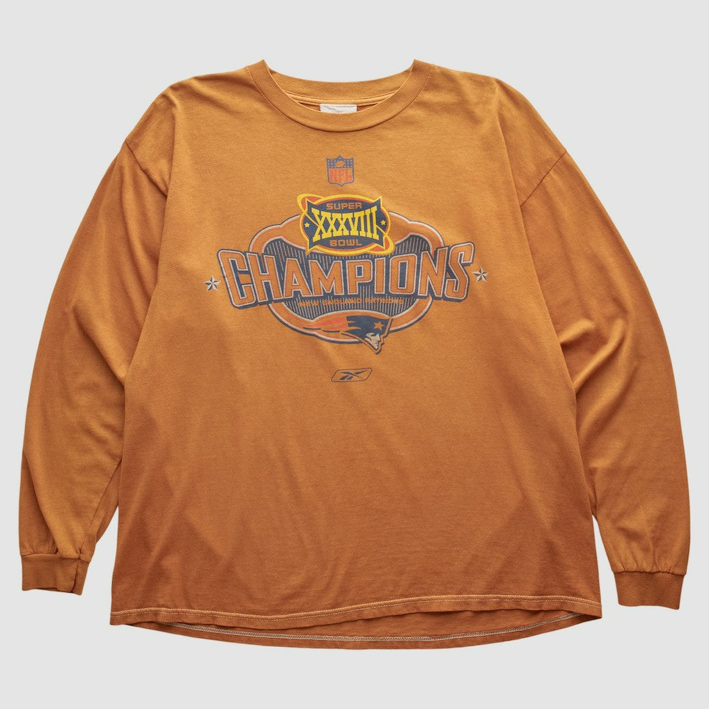 New England Patriots Reebok 2004 Long Sleeve T-shirt - Orange Vintage discount