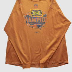 New England Patriots Reebok 2004 Long Sleeve T-shirt - Orange Vintage discount
