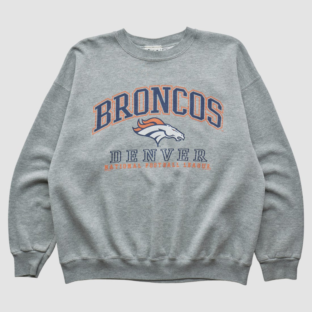 Denver Broncos Lee Sport 90s Pullover Sweatshirt - Heather Gray Vintage on sale