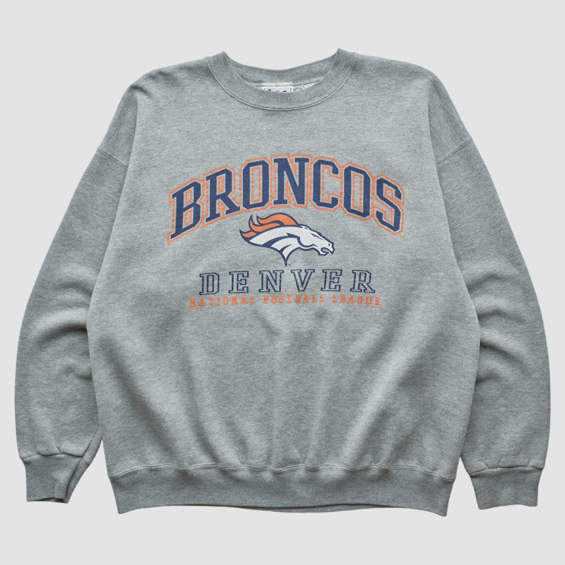 Denver Broncos Lee Sport 90s Pullover Sweatshirt - Heather Gray Vintage on sale