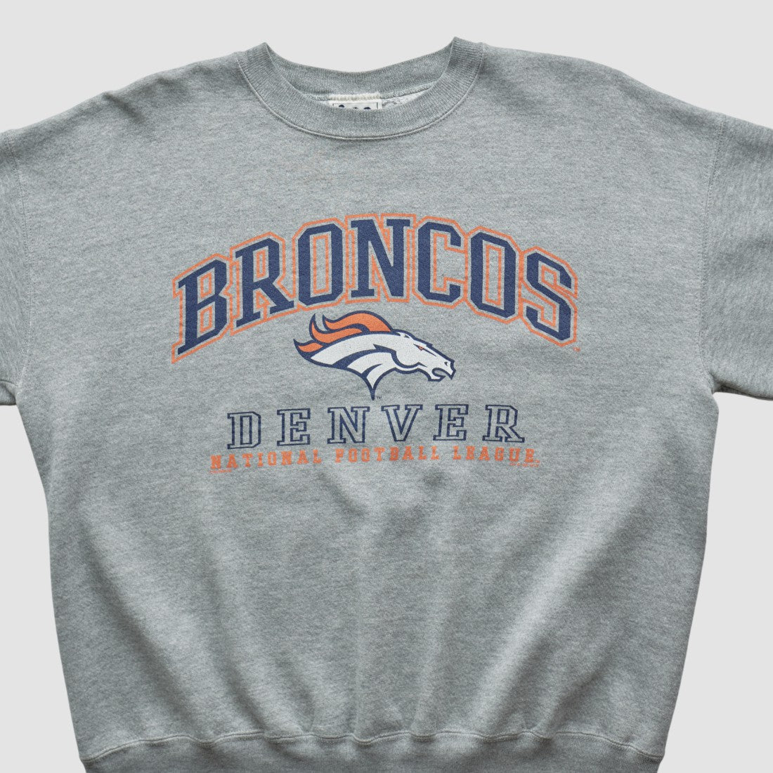 Denver Broncos Lee Sport 90s Pullover Sweatshirt - Heather Gray Vintage on sale