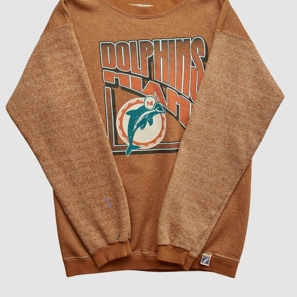 Miami Dolphins Logo 7 90s Pullover Sweatshirt - Brown Vintage on sale
