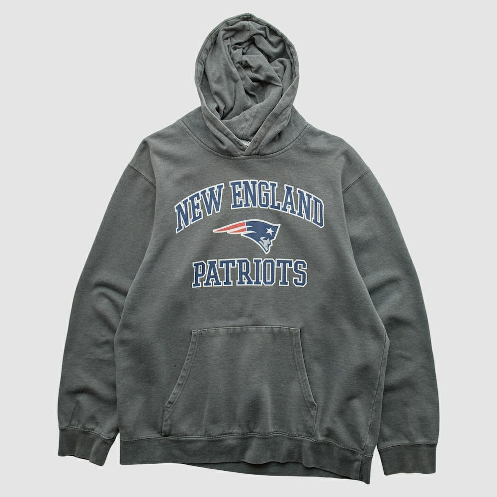 New England Patriots Majestic 2010s Hooded Pullover Sweatshirt - Gray Vintage on sale