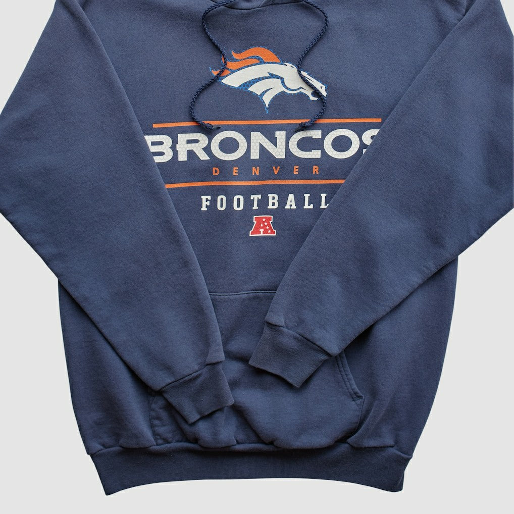 Denver Broncos NFL 2000s Hooded Pullover Sweatshirt - Navy Vintage discount