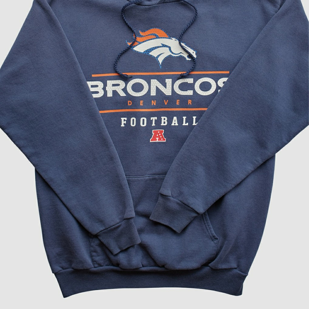 Denver Broncos NFL 2000s Hooded Pullover Sweatshirt - Navy Vintage discount