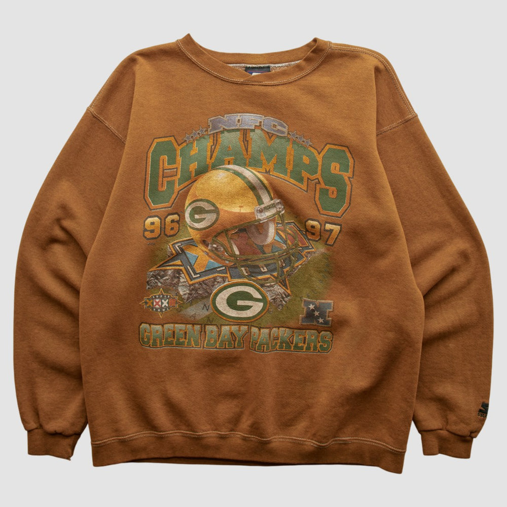 Green Bay Packers Starter 1997 Pullover Sweatshirt - Brown Vintage for sale