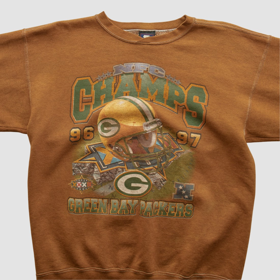Green Bay Packers Starter 1997 Pullover Sweatshirt - Brown Vintage for sale