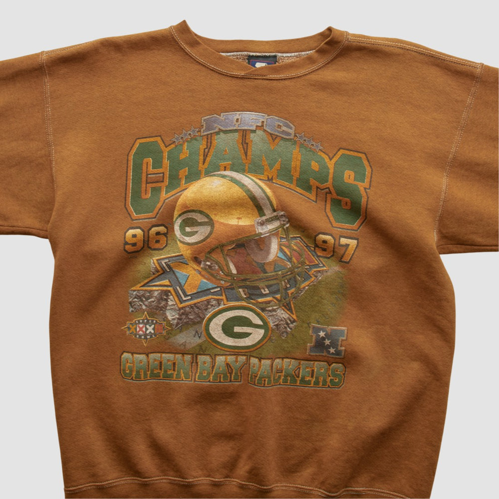 Green Bay Packers Starter 1997 Pullover Sweatshirt - Brown Vintage for sale