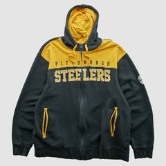 Pittsburgh Steelers NFL 2010s Hooded Full Zip Sweatshirt - Black Vintage on sale