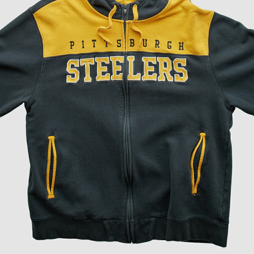 Pittsburgh Steelers NFL 2010s Hooded Full Zip Sweatshirt - Black Vintage on sale