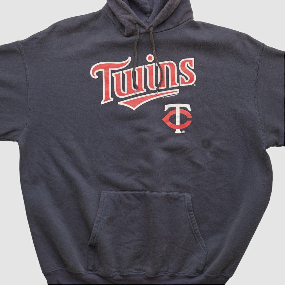 Minnesota Twins MLB 2000s Hooded Pullover Sweatshirt Navy Vintage
