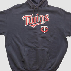 Minnesota Twins MLB 2000s Hooded Pullover Sweatshirt Navy Vintage