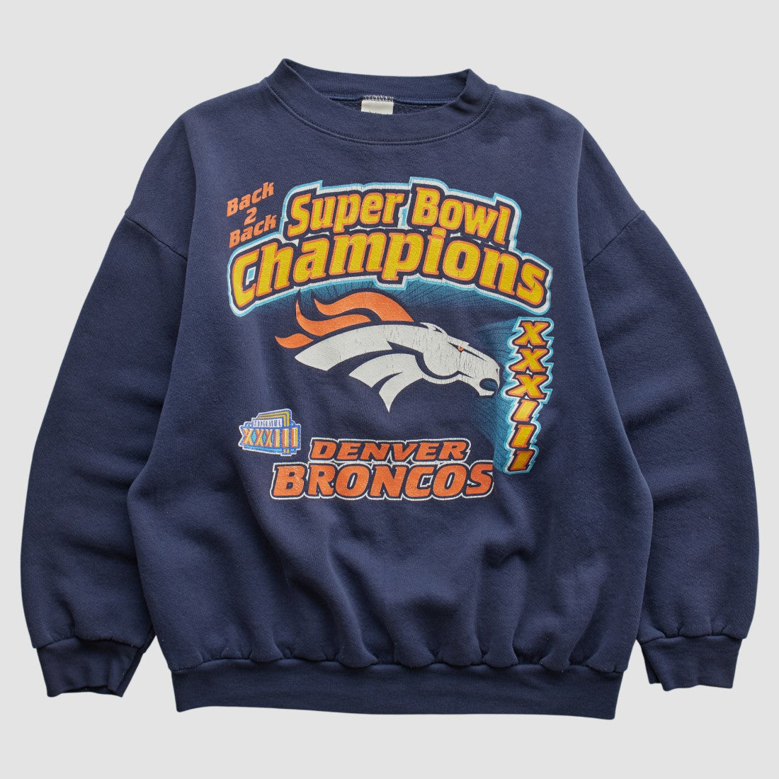Denver Broncos Logo 7 1999 Pullover Sweatshirt - Navy Vintage cheap