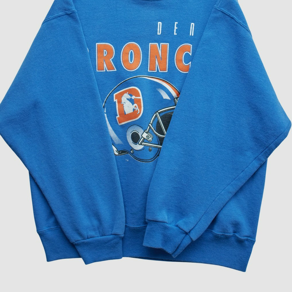 Denver Broncos Hanes 90s Pullover Sweatshirt - Blue Vintage on sale