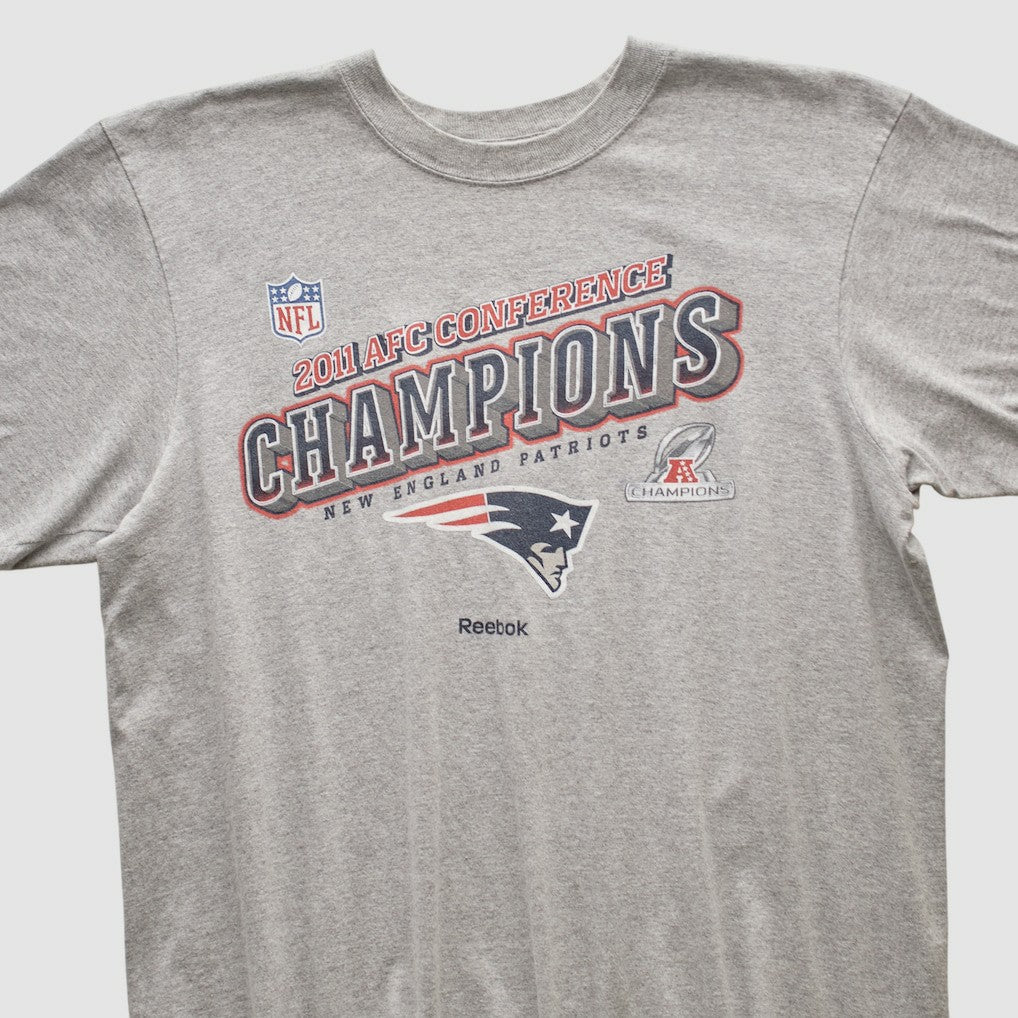 New England Patriots Reebok 2011 T-shirt - Heather Gray Vintage sale