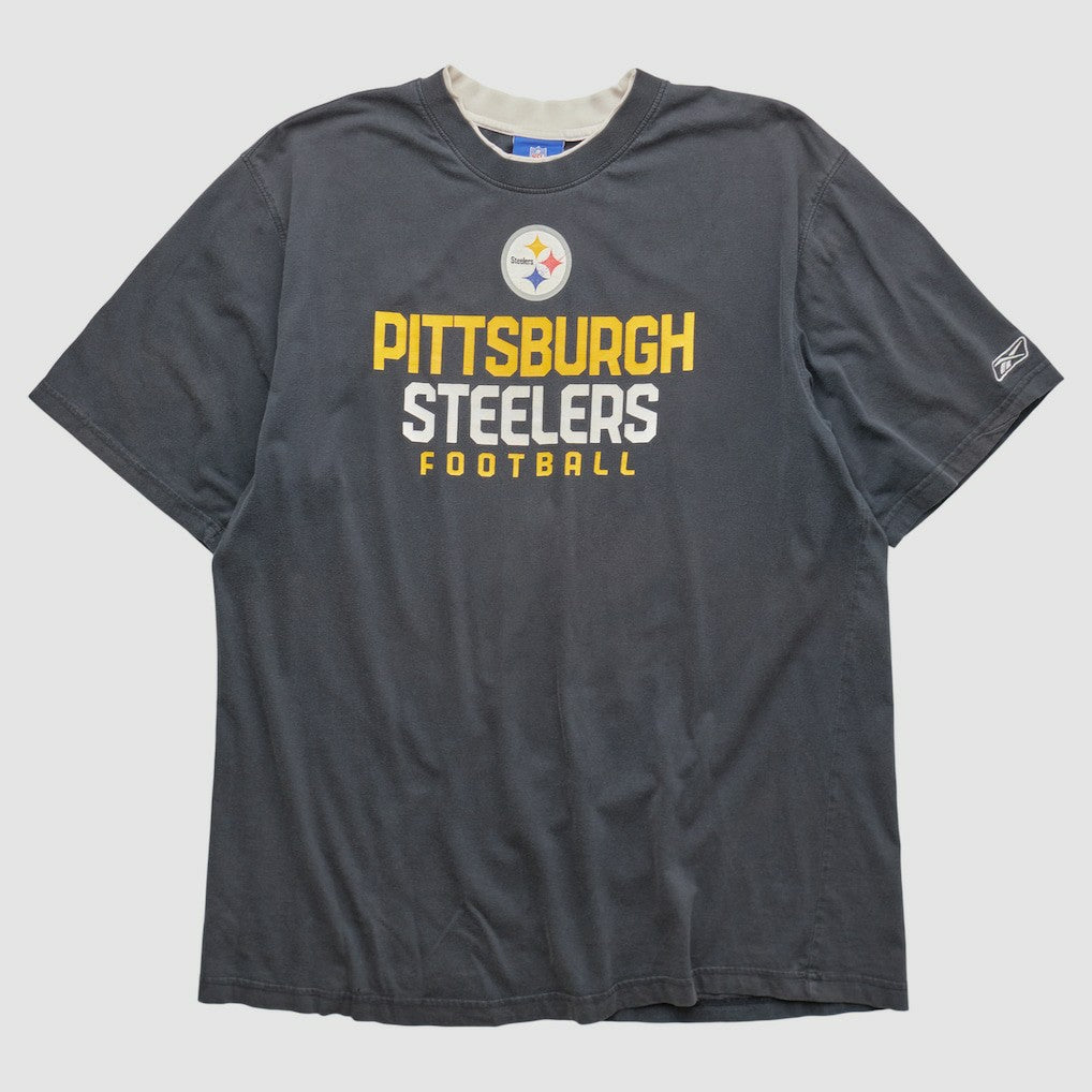Pittsburgh Steelers Reebok 2000s T-shirt - Charcoal Vintage sale