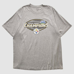 Pittsburgh Steelers Reebok 2009 T-shirt - Heather Gray Vintage sale