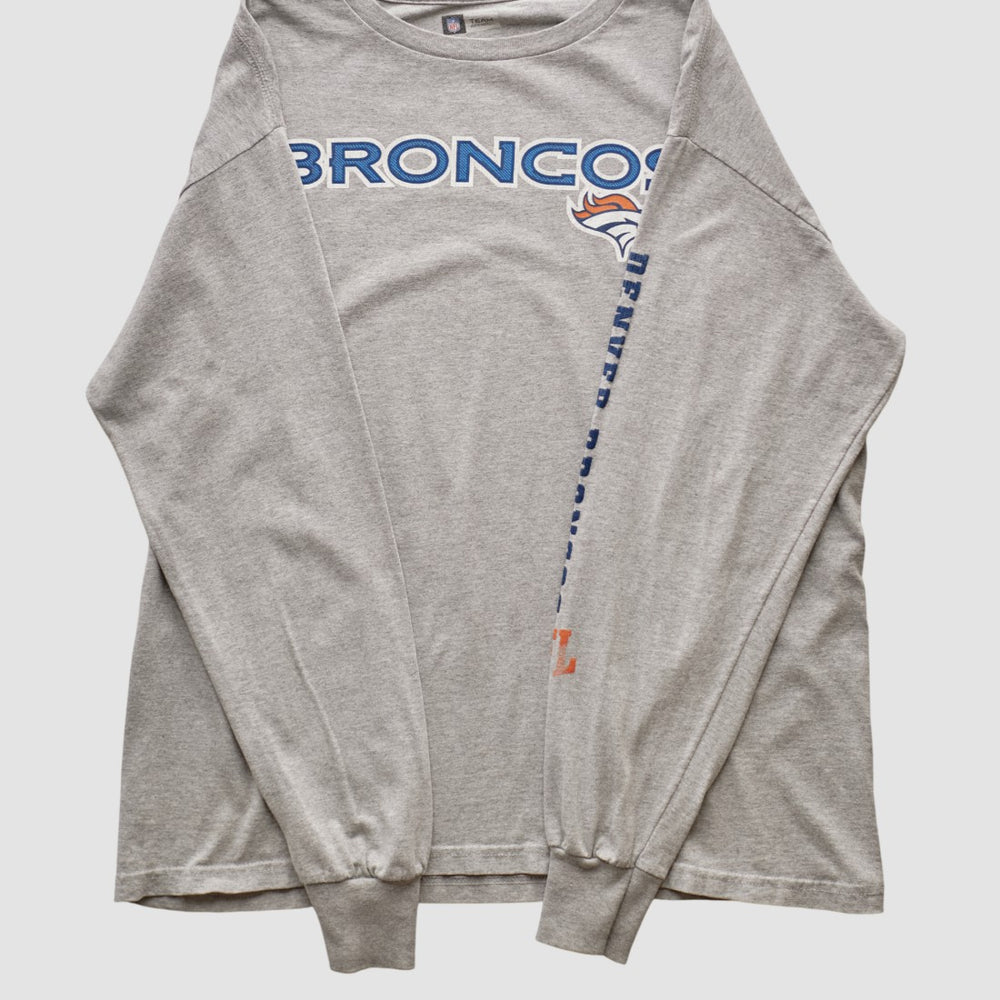 Denver Broncos NFL 2000s Long Sleeve T-shirt - Heather Gray Vintage cheap