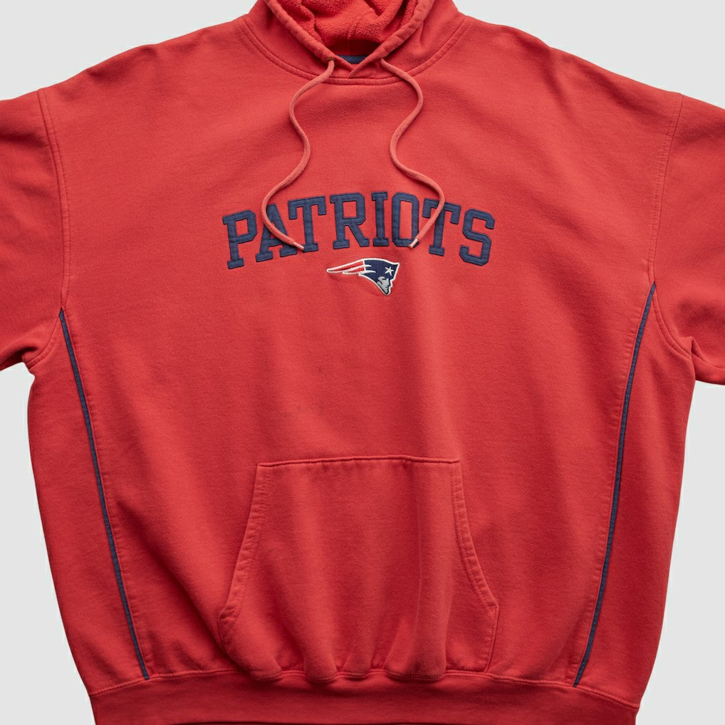New England Patriots NFL 2000s Hooded Pullover Sweatshirt - Red Vintage sale