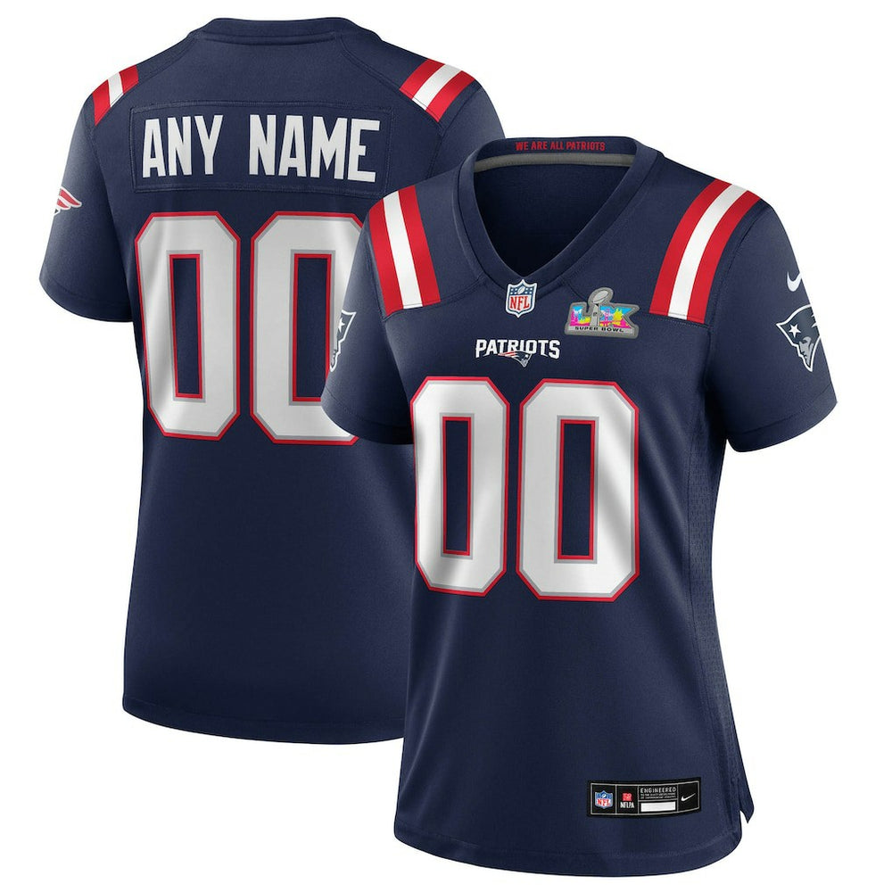 New England Patriots Women's Super Bowl LX Patch Custom Game Jersey - Navy discount