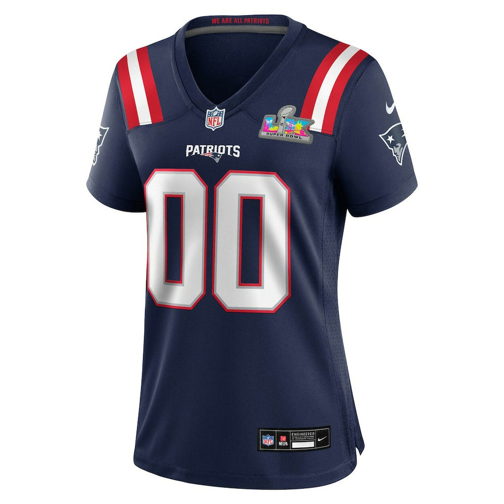 New England Patriots Women's Super Bowl LX Patch Custom Game Jersey - Navy discount