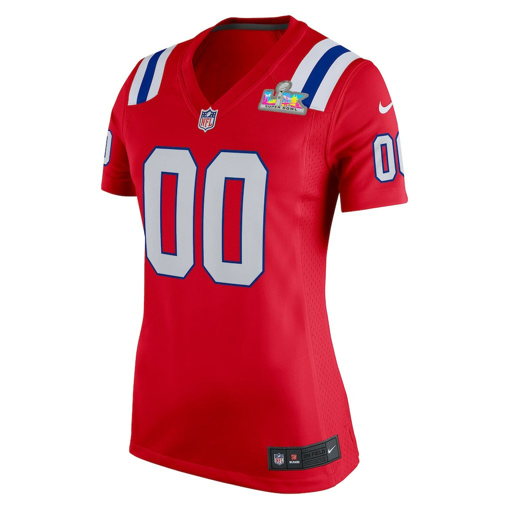 New England Patriots Women's Super Bowl LX Patch Custom Game Jersey - Red for sale