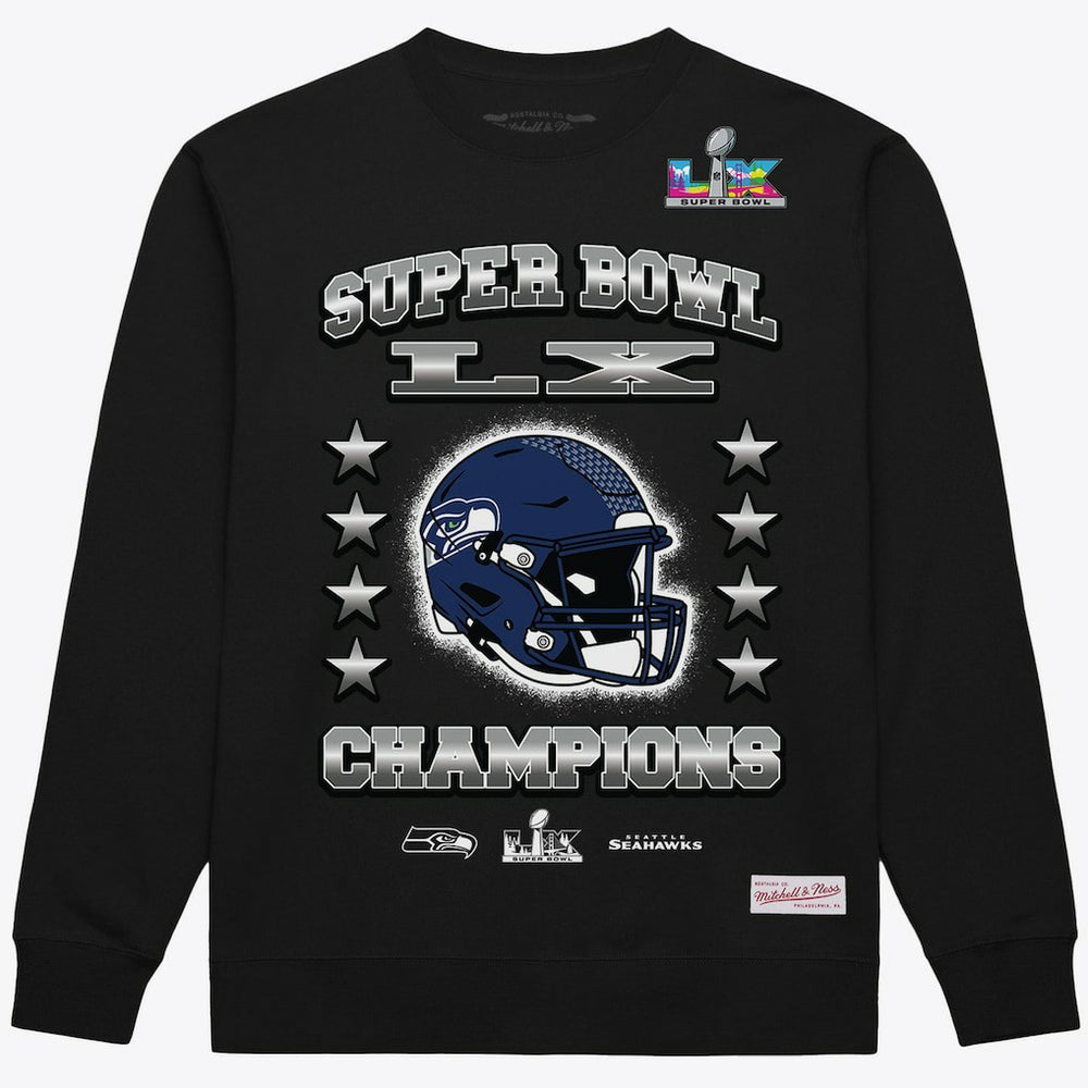 Seattle Seahawks Super Bowl LX Champions Helmet Sweatshirt - Black for sale