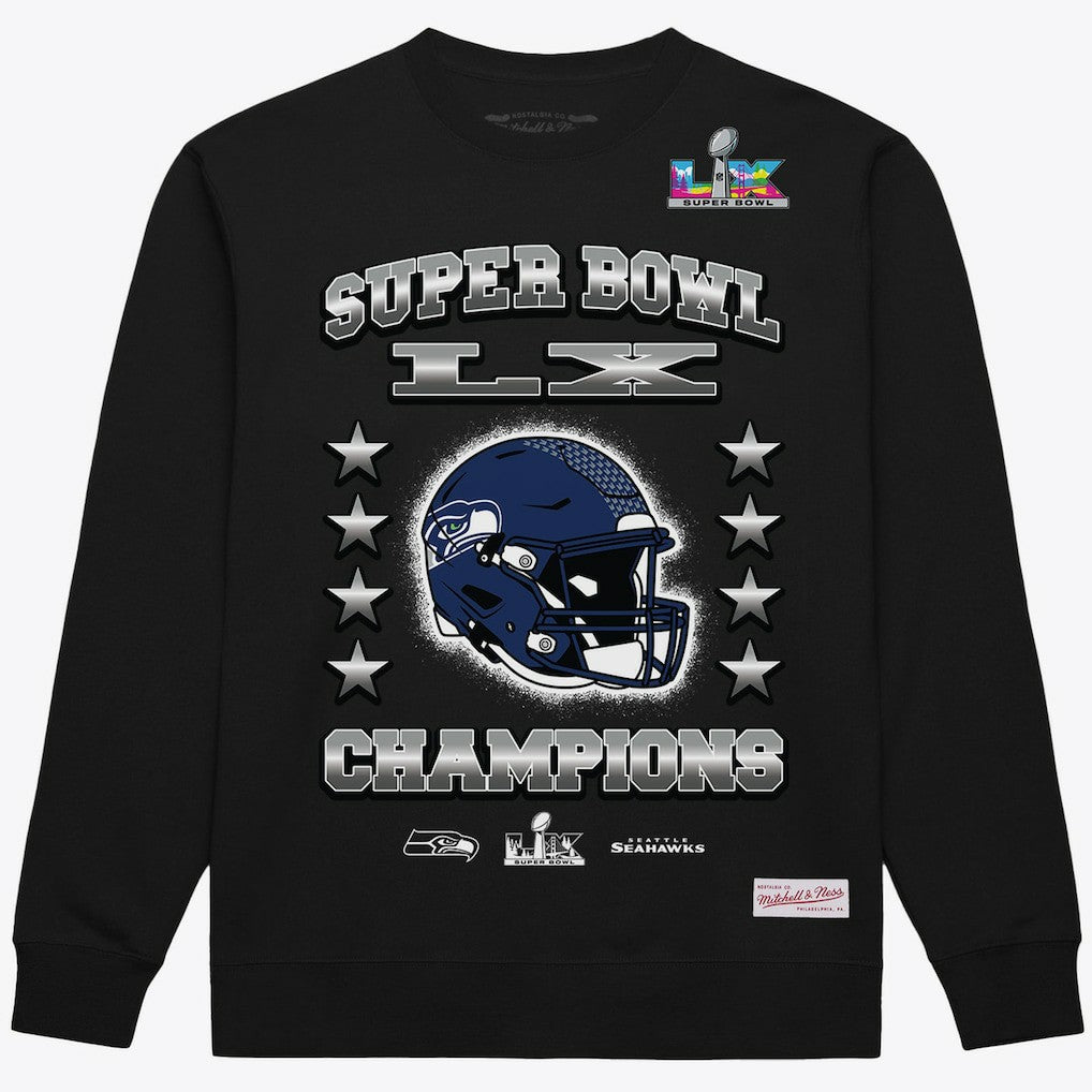 Seattle Seahawks Super Bowl LX Champions Helmet Sweatshirt - Black for sale