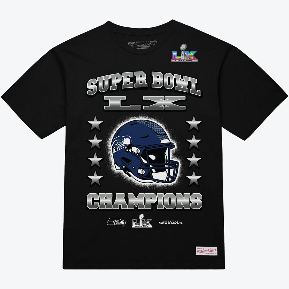Seattle Seahawks Super Bowl LX Champions Helmet Arch T-Shirt - Black cheap