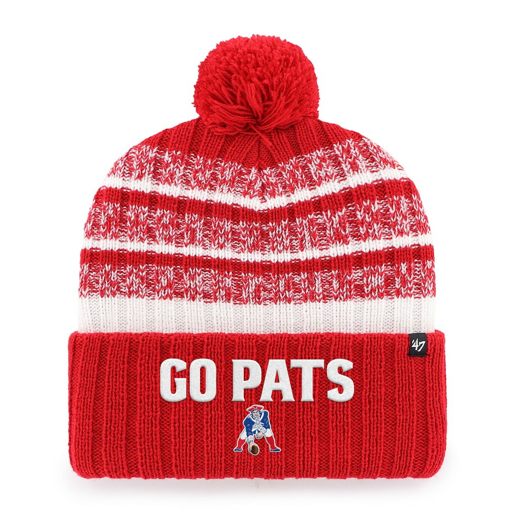 New England Patriots '47 Local Cuffed Knit Hat with Pom - Red cheap